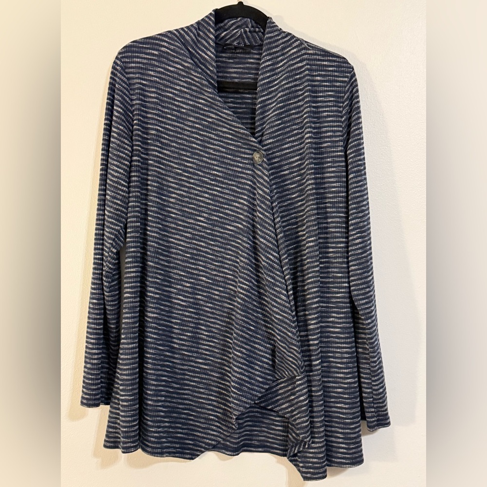 AGB Blue and Gray Striped Cardigan